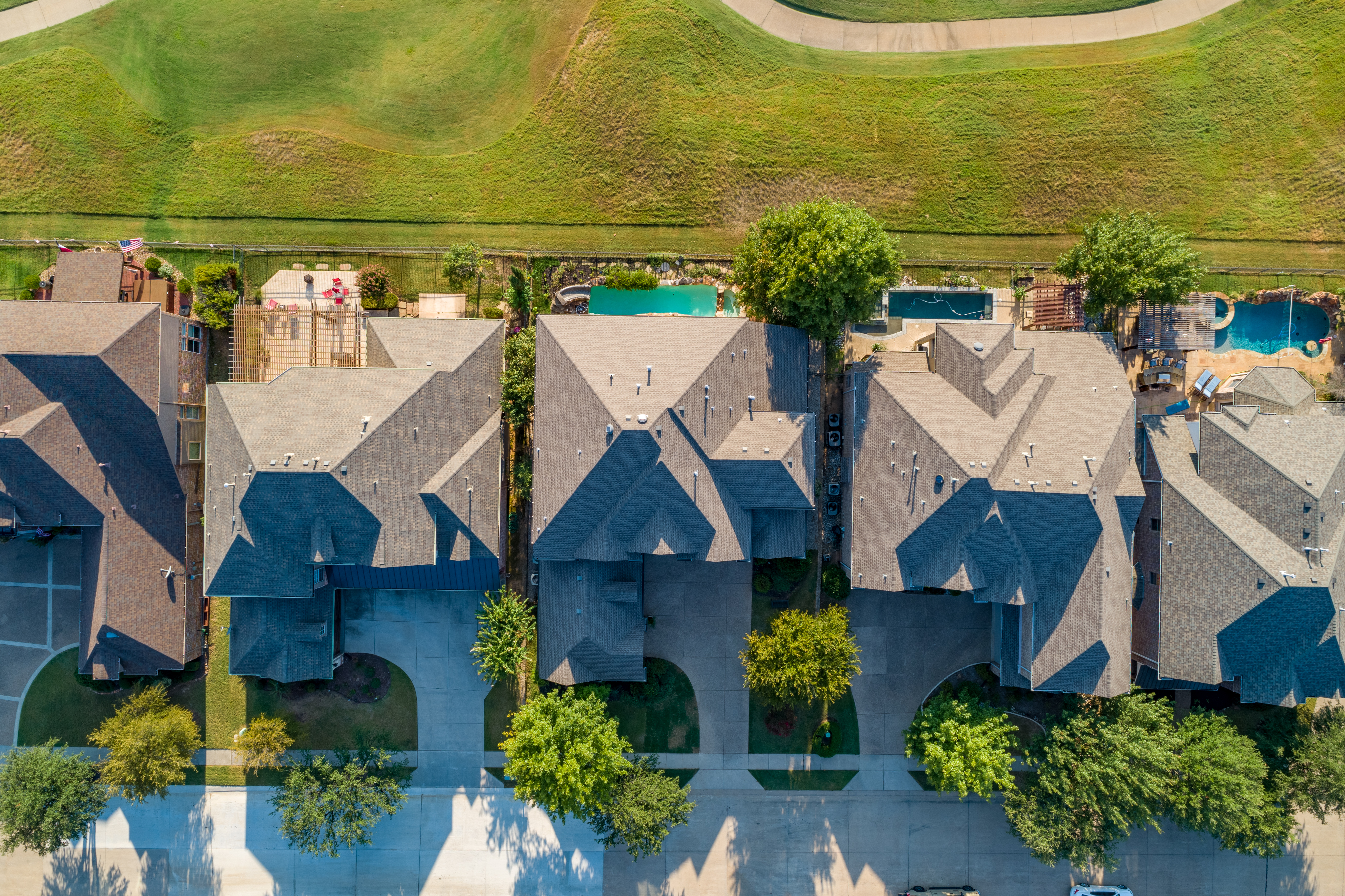 Aerial drone photography of a Denton TX residential community by Flight 1 AP.