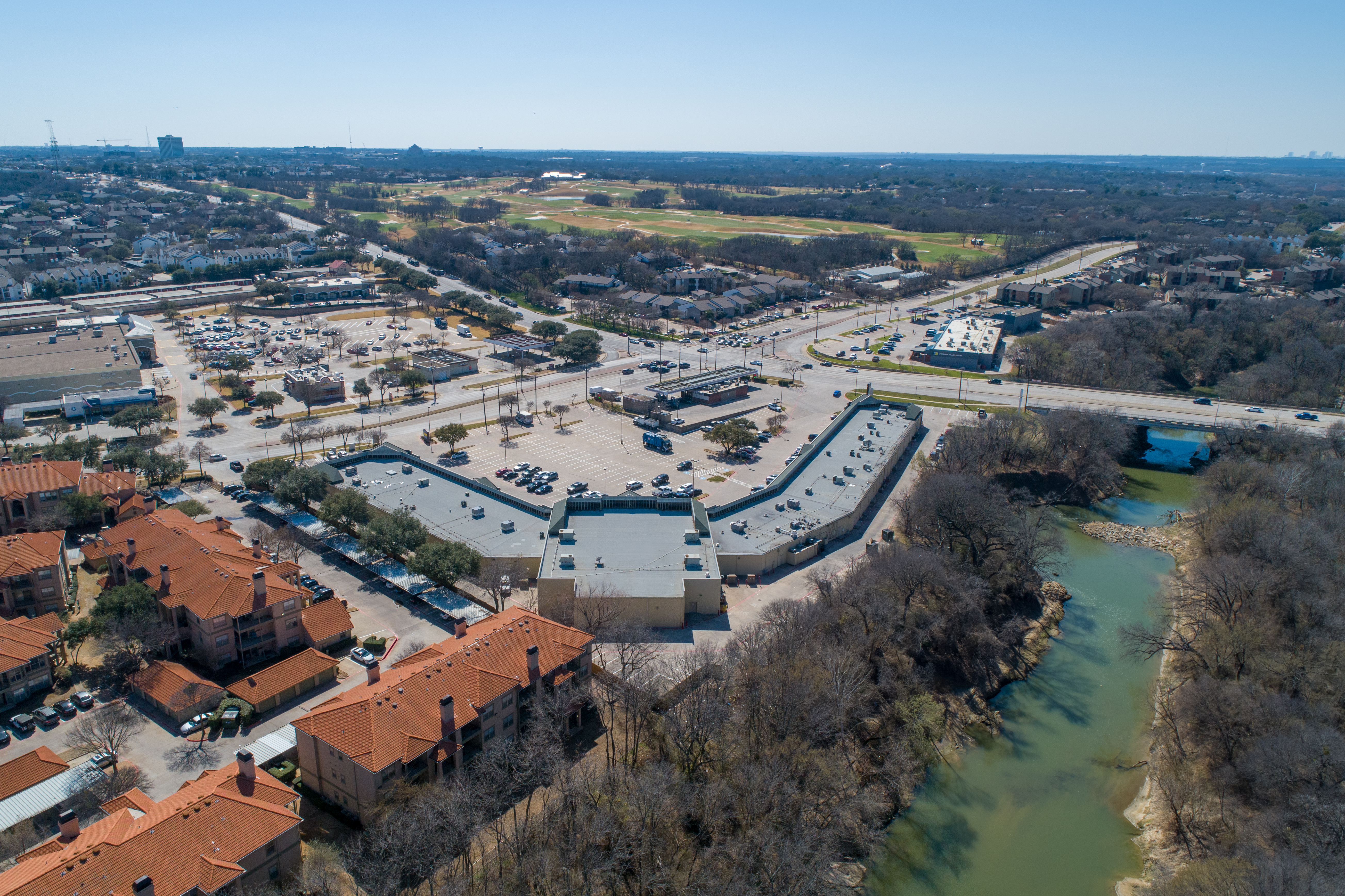 Architectural drone photography of a prominent building in the DFW metroplex.