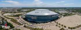 Panoramic aerial drone photography showcasing Cowboys Stadium